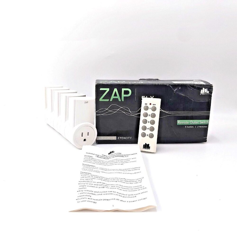 Etekcity ZAP Remote Outlet Switches-Set of 5 With 1 Remote-Model 10-BH9938U